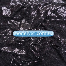 Ткань Пайеточная на трикотаже (черный)